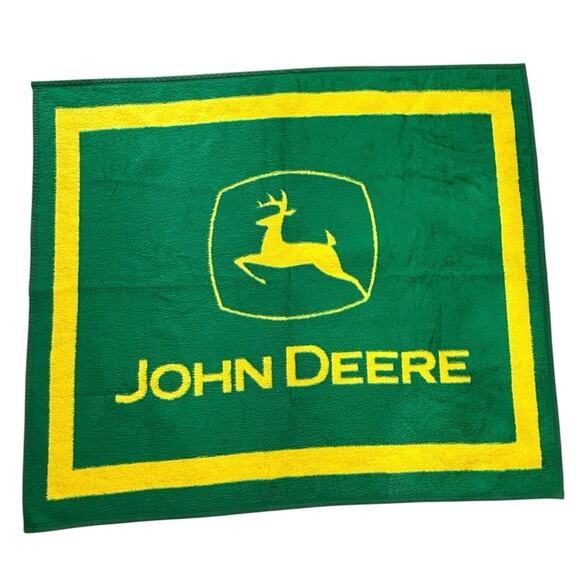 Biederlack John Deere Throw Blanket Made in USA 56”x49” Green Yellow Vintage - Picture 1 of 4